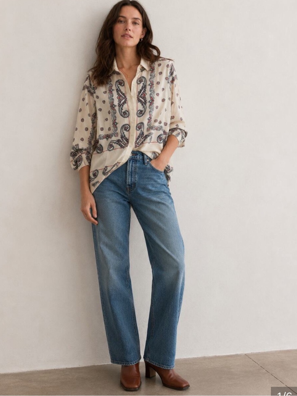 NWOT J Crew paisley viscose silky longsleeve button up blouse
